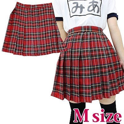 チェック柄プリーツスカート M